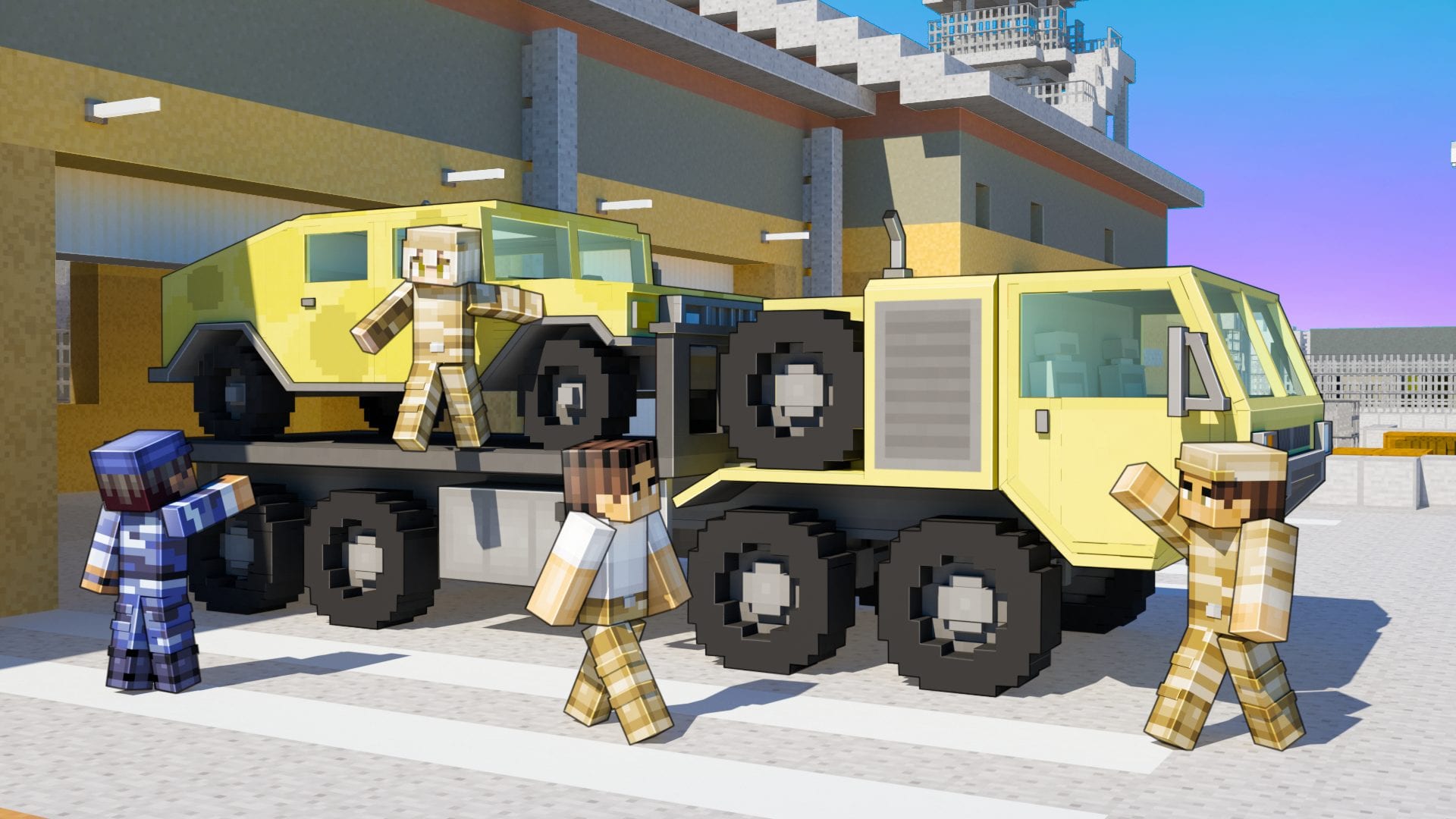 Military Sandbox Cargo Truck with Military Hummer Minecraft Aurrora Minecraft Marketplace